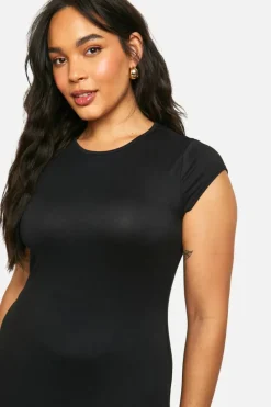 Bodycon Dresses*boohoo Plus Super Soft Short Sleeve Maxi Dress black