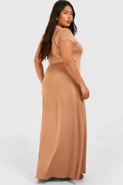 Wrap Dresses*boohoo Plus Super Soft Wrap Front Maxi Dress stone