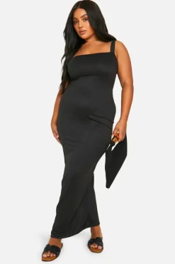 Bodycon Dresses*boohoo Plus Super Square Sleeve Maxi Dress black