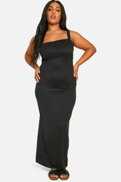 Bodycon Dresses*boohoo Plus Super Square Sleeve Maxi Dress black
