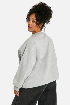 Sweatshirts|Athleisure*boohoo Plus Szn Applique Oversized Sweatshirt ash grey
