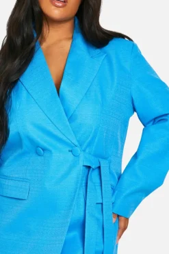 Blazer Dresses*boohoo Plus Textured Tie Side Blazer Dress cobalt