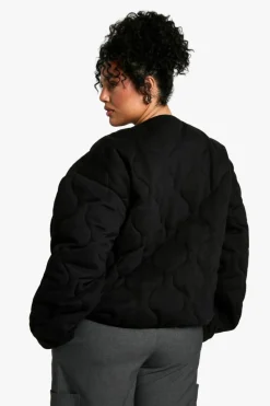 Up To 80% Off Winter Warmers|Bomber Jackets*boohoo Plus Tie Detail Padded Jacket black