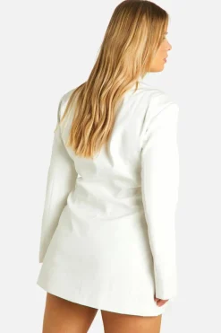 Blazer Dresses*boohoo Plus Tie Waist Blazer Dress white