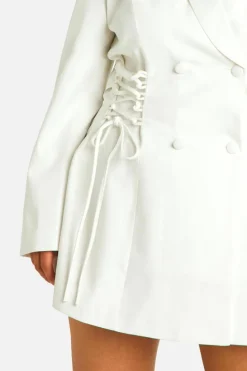 Blazer Dresses*boohoo Plus Tie Waist Blazer Dress white