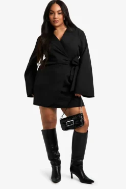 Blazer Dresses|Suits & Tailoring*boohoo Plus Tie Waist Tailored Blazer Dress black
