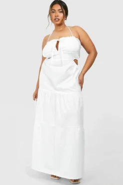 Smock Dresses*boohoo Plus Tiered Maxi Dress white