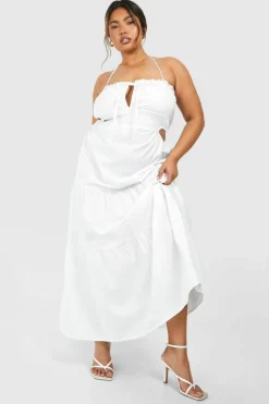 Smock Dresses*boohoo Plus Tiered Maxi Dress white