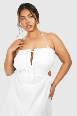 Smock Dresses*boohoo Plus Tiered Maxi Dress white