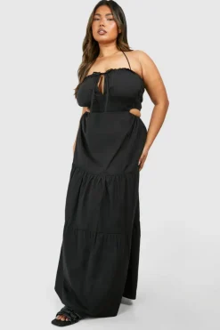 Smock Dresses*boohoo Plus Tiered Maxi Dress black