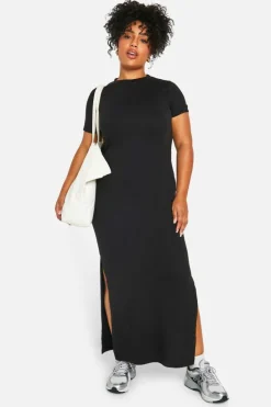 T-Shirt Dresses|Shirt Dresses*boohoo Plus T-shirt Maxi Dress black