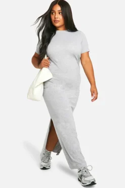 T-Shirt Dresses|Shirt Dresses*boohoo Plus T-shirt Maxi Dress grey marl