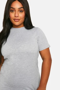T-Shirt Dresses|Shirt Dresses*boohoo Plus T-shirt Maxi Dress grey marl