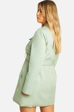 Blazer Dresses*boohoo Plus Utility Blazer Dress sage