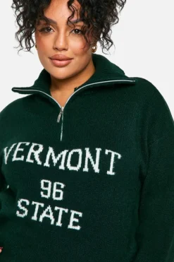 Jumpers|Up To 80% Off Winter Warmers*boohoo Plus Vermount Half Zip Knitted Jumper bottle green
