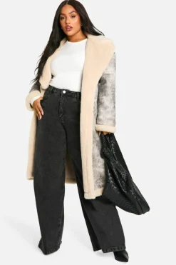 Up To 80% Off Winter Warmers|Aviator Jackets*boohoo Plus Vintage Look Longline Belted Aviator Jacket grey