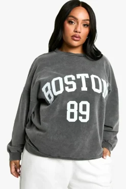 Sweatshirts|Athleisure*boohoo PLUS WASHED LARGE GRAPHIC SWEATSHIRT charcoal