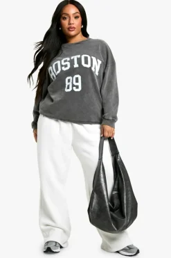 Sweatshirts|Athleisure*boohoo PLUS WASHED LARGE GRAPHIC SWEATSHIRT charcoal