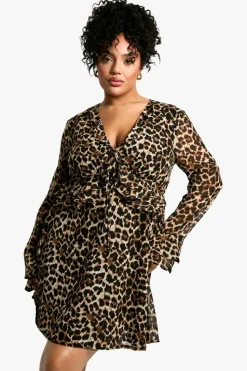 Smock Dresses*boohoo Plus Woven Animal Print Smock Dress leopard