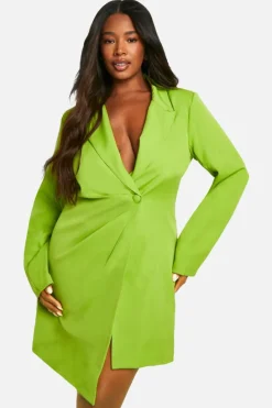 Blazer Dresses*boohoo Plus Woven Drape Detail Blazer Dress lime