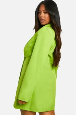 Blazer Dresses*boohoo Plus Woven Drape Detail Blazer Dress lime