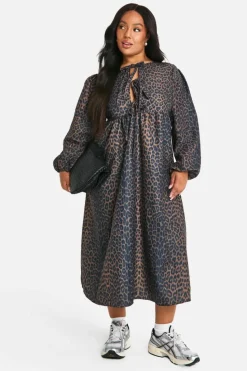 Midi Dresses|Smock Dresses*boohoo Plus Woven Midi Smock Dress leopard