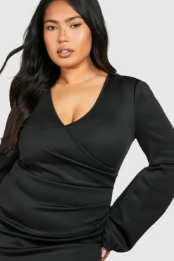 Wrap Dresses*boohoo Plus Wrap Dress black