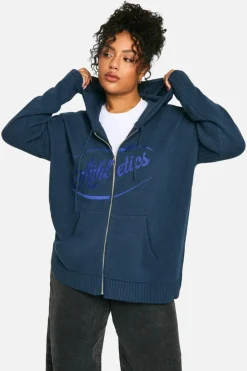 Jumpers|Jumpers & Cardigans*boohoo Plus Zip Through Knitted Oversized Hoodie navy
