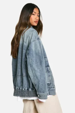 Up To 80% Off Winter Warmers|Bomber Jackets*boohoo Pocket Detail Denim Bomber Jacket light wash