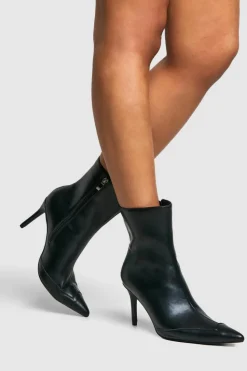 Heeled Boots|Ankle Boots*boohoo Pointed Toe Detail Heeled Ankle Boot black