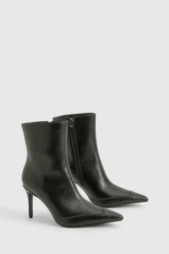 Heeled Boots|Ankle Boots*boohoo Pointed Toe Detail Heeled Ankle Boot black