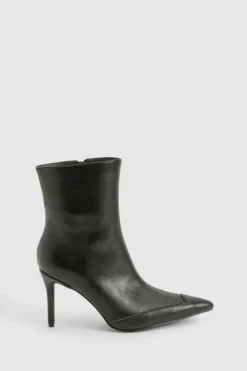 Heeled Boots|Ankle Boots*boohoo Pointed Toe Detail Heeled Ankle Boot black