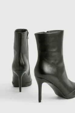 Heeled Boots|Ankle Boots*boohoo Pointed Toe Detail Heeled Ankle Boot black