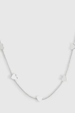 Necklaces*boohoo Polished Heart Station Necklace silver