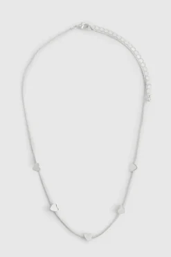Necklaces*boohoo Polished Heart Station Necklace silver