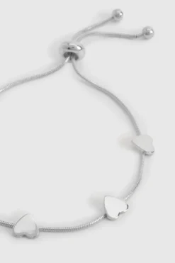 Bracelets*boohoo Polished Station Heart Toggle Bracelet silver