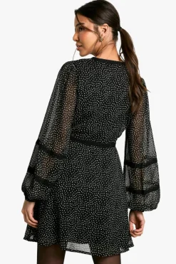 Smock Dresses|Mini Dresses*boohoo Polka Dot Lace Smock Dress black