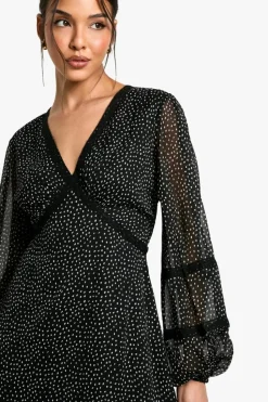 Smock Dresses|Mini Dresses*boohoo Polka Dot Lace Smock Dress black