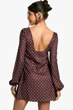 Smock Dresses|Mini Dresses*boohoo Polka Dot Milkmaid Mini Dress brown