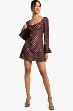 Smock Dresses|Mini Dresses*boohoo Polka Dot Milkmaid Mini Dress brown