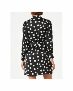 Shirt Dresses*PINKO Polka Dot Mini Dress Long Sleeve Shirt Dress Black