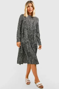 Smock Dresses*boohoo Polka Dot Smock Dress black