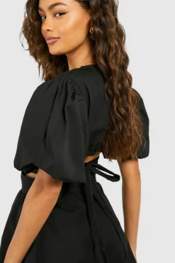 Smock Dresses*boohoo Poplin Cut Out Detail Dress black