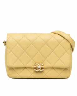 Cross-Body Bags*Chanel Preloved 19 Bag Crossbody in Caviar Leather Yellow