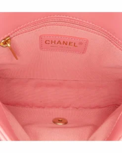 Cross-Body Bags*Chanel Preloved 19 Mini Flap Bag Lambskin Leather Crossbody Bag Pink
