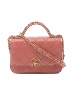 Shoulder Bags*Chanel Preloved 19 Mini Quilted Lambskin Leather Shoulder Bag - Pink