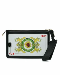 Clutch Bags*Dolce & Gabbana Preloved Ace of Hearts Leather Clutch Bag Black