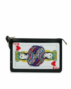 Clutch Bags*Dolce & Gabbana Preloved Ace of Hearts Leather Clutch Bag Black