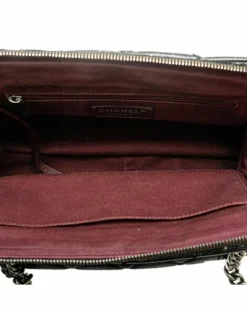 Shoulder Bags*Chanel Preloved Aged Calfskin Quilted Bowler Bag with Chain Shoulder Straps Black
