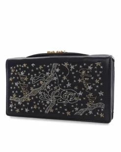 Clutch Bags*Dior Preloved ama Leather Clutch with Embroidered Stars and Aries Black